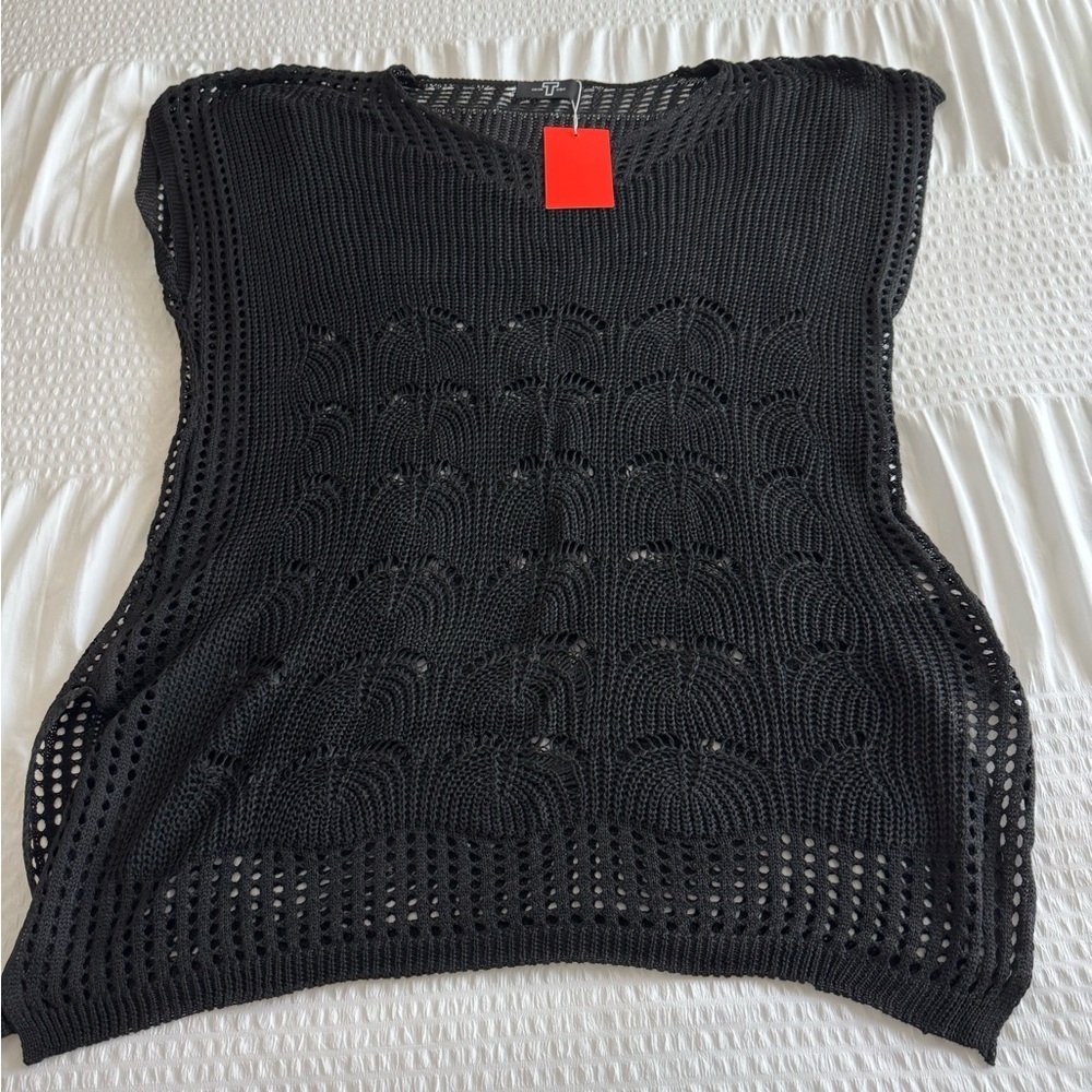 Amazon Elegant Black Crochet Swim Coverup